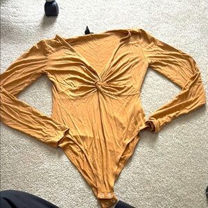 Forever 21 Yellow Long Sleeve Bodysuit